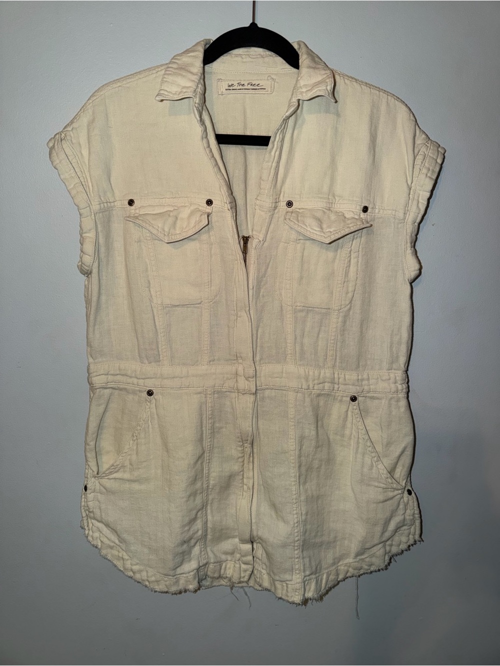 We The Free Cream Collared Zip Front Tunic or Mini Dress